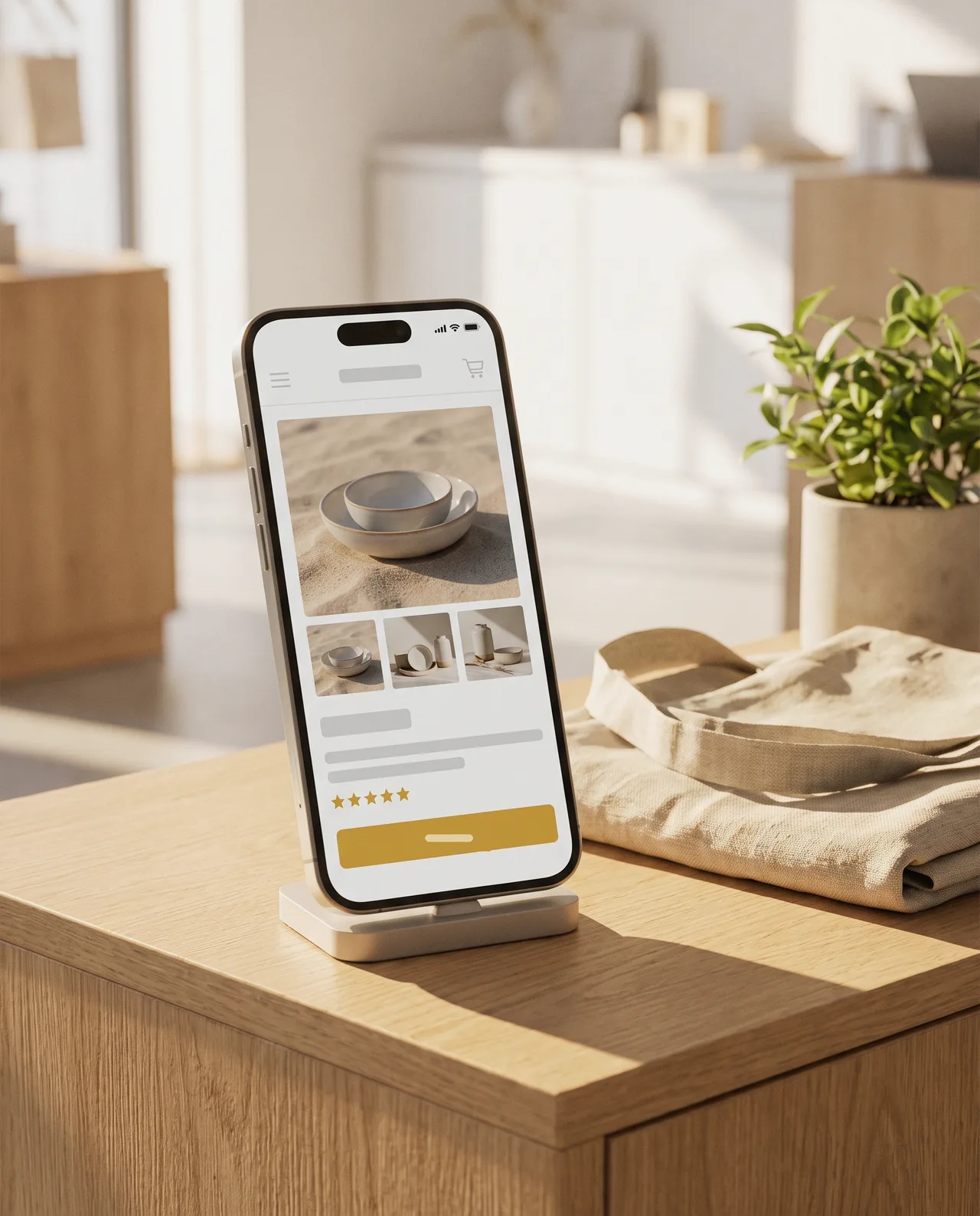 Online store product page on a phone