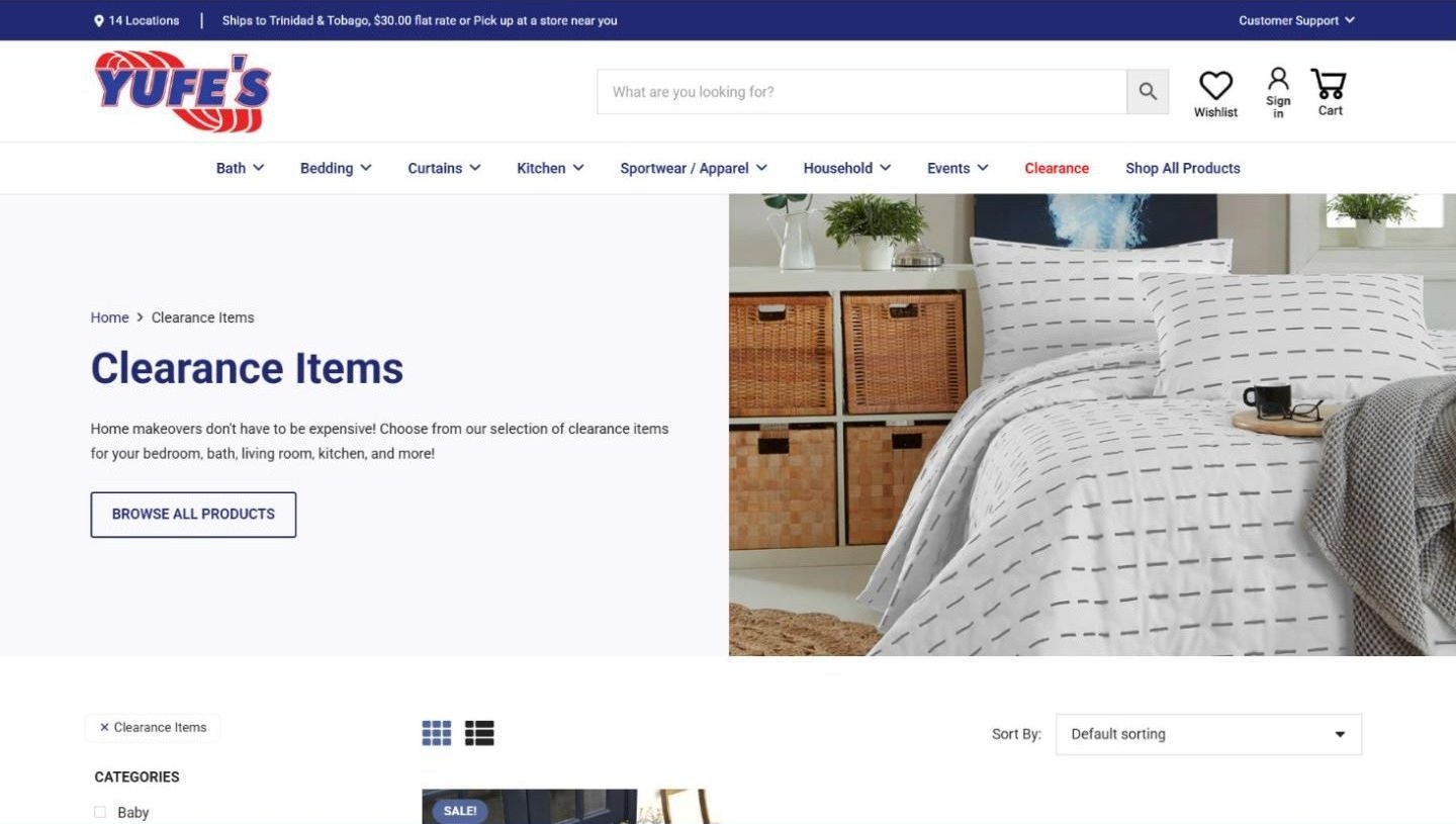 Clearance Items category page