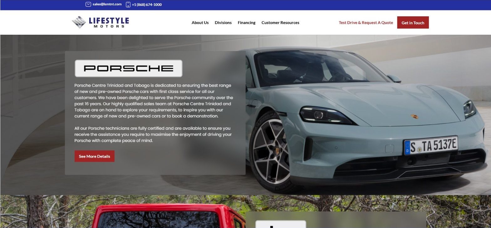 Sales department section for Porsche with a See More Details button