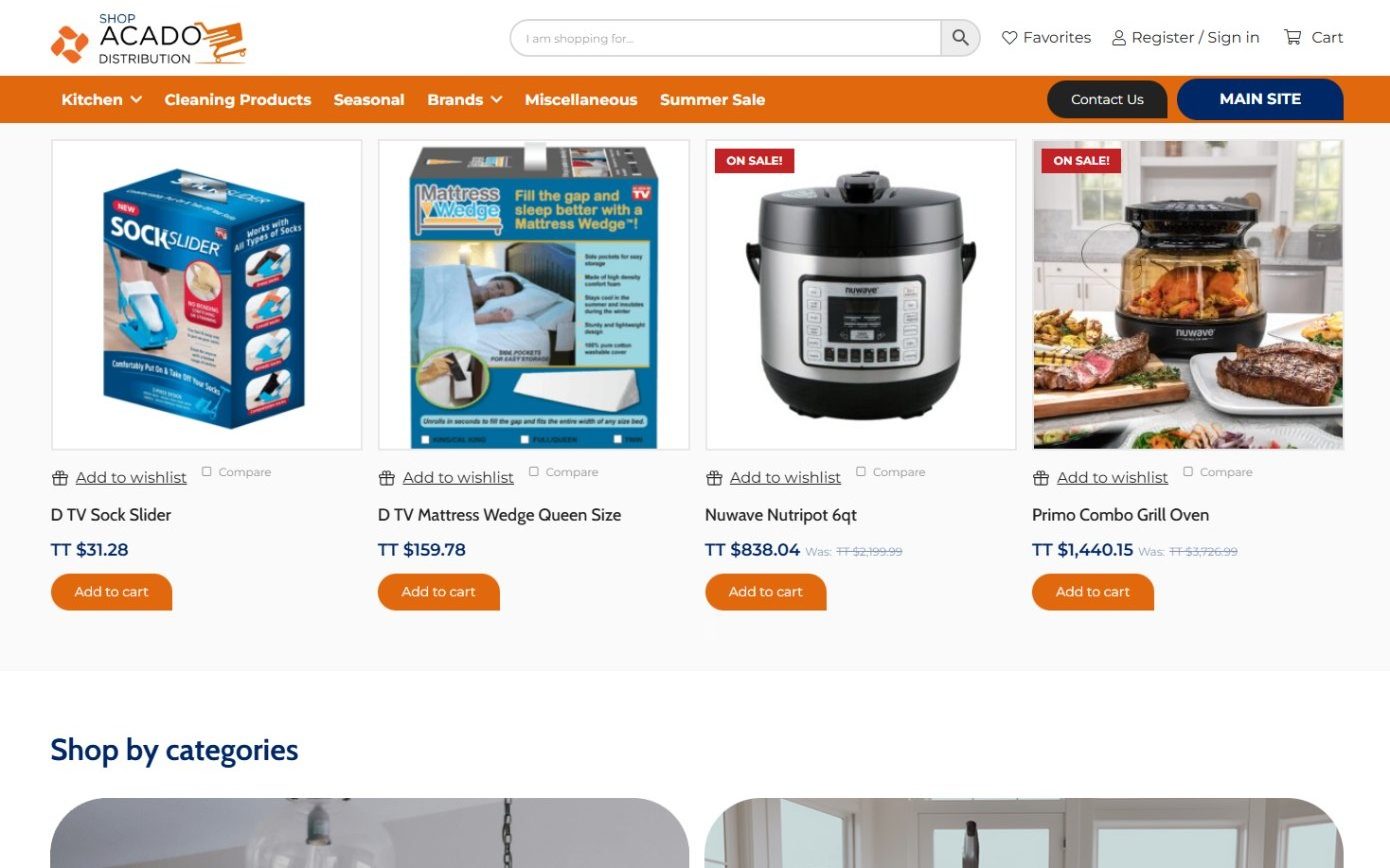 Shop product grid with sale tags and Add to cart buttons