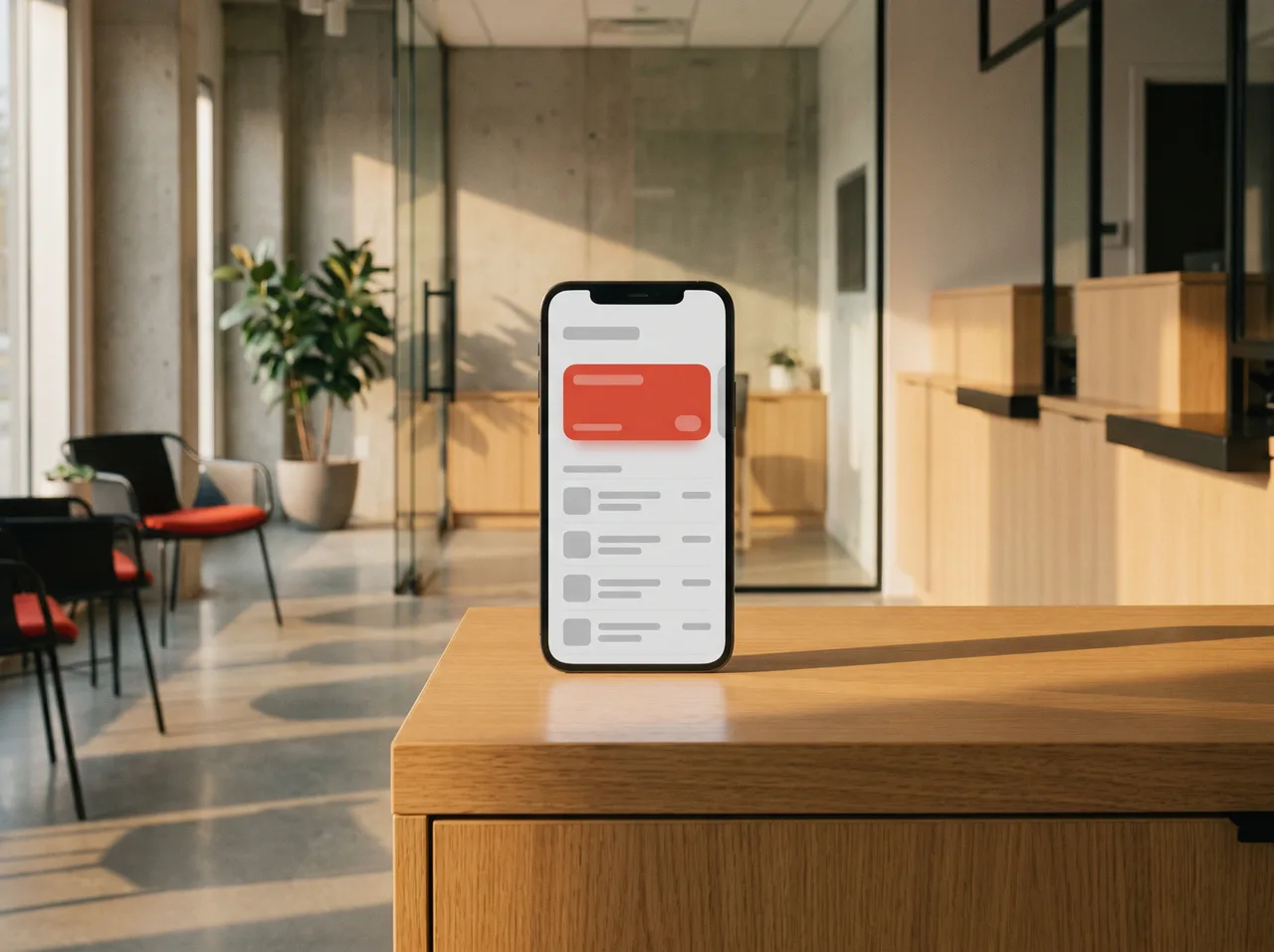 Search results on a phone in a credit union branch