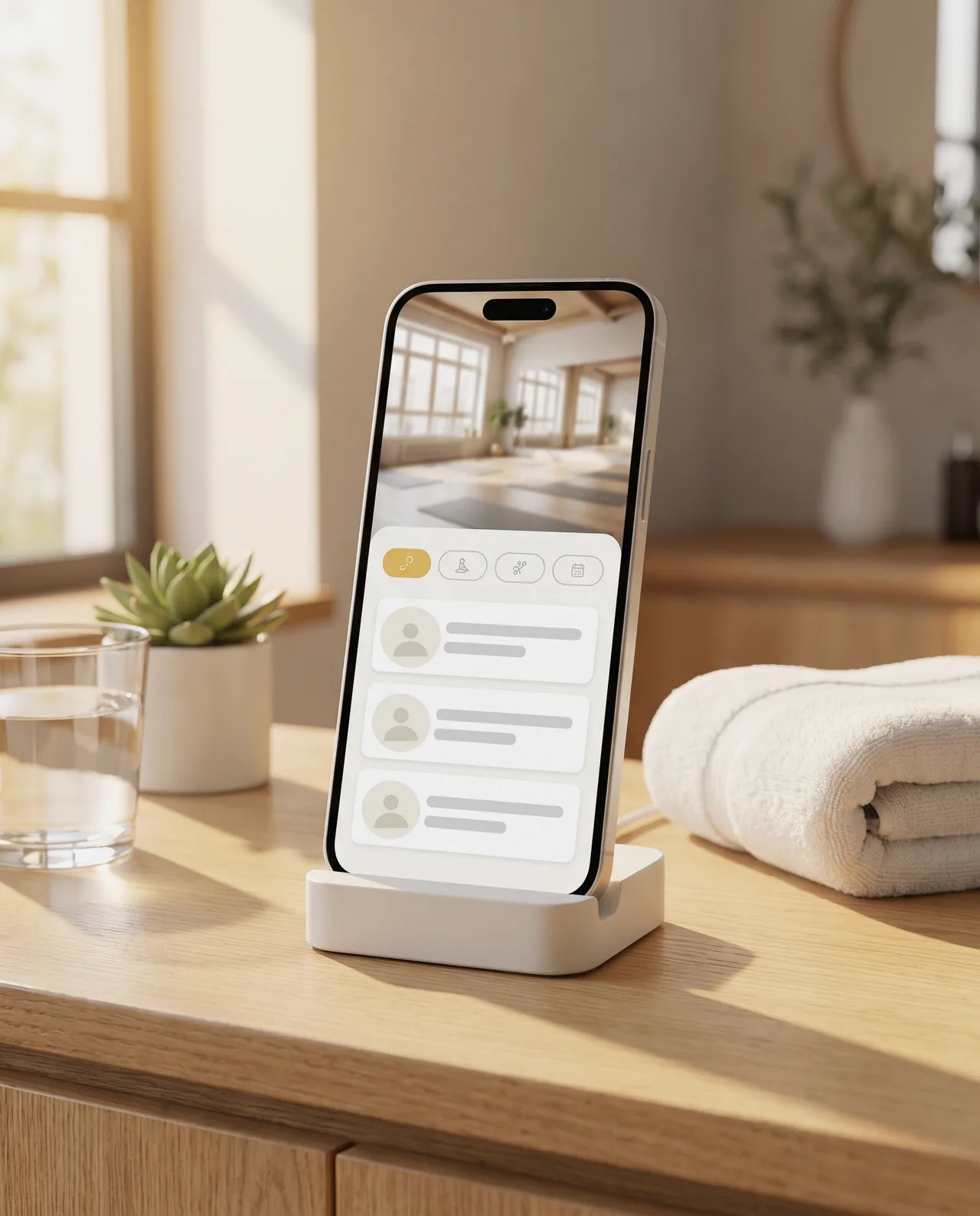 Class booking app on a phone