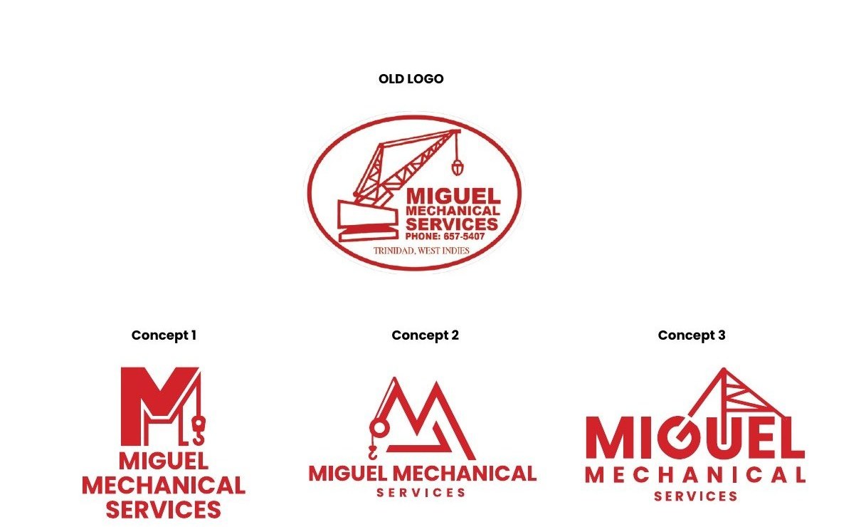 The old oval crane logo above the three new logo concepts