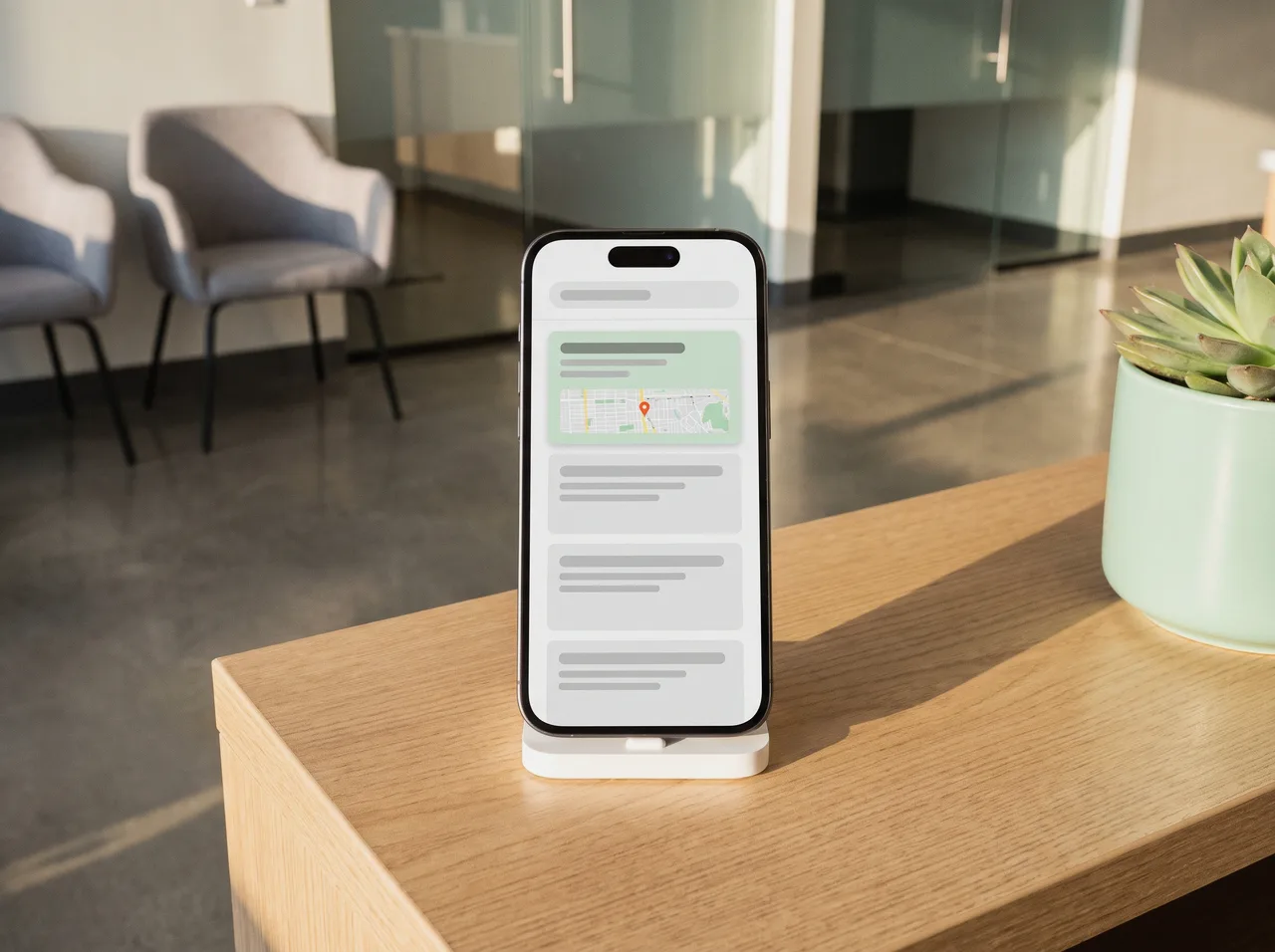 Search ad result on a phone in a clinic