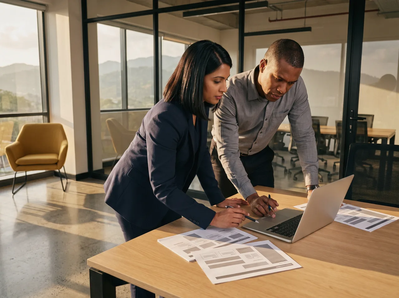 Strategist and a credit union marketing manager reviewing a growth plan