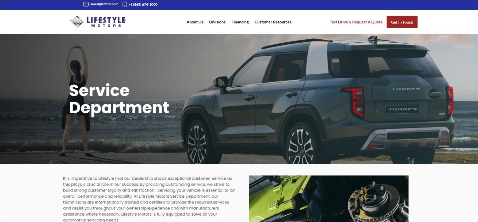 Service department page hero