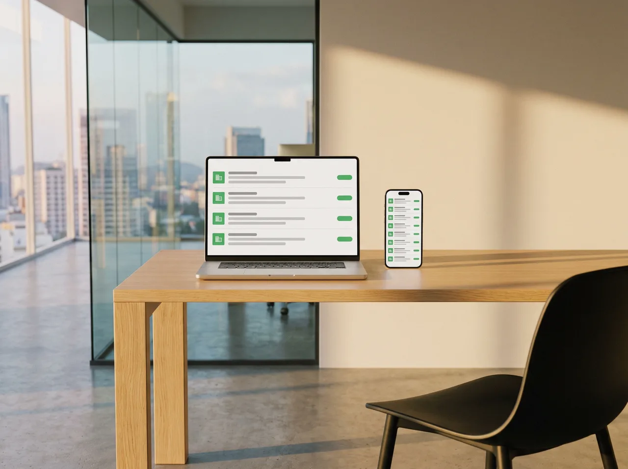 Job board on a laptop and phone
