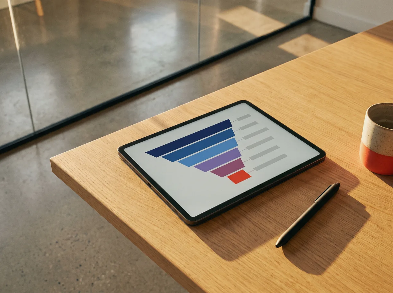 Demo funnel chart on a tablet