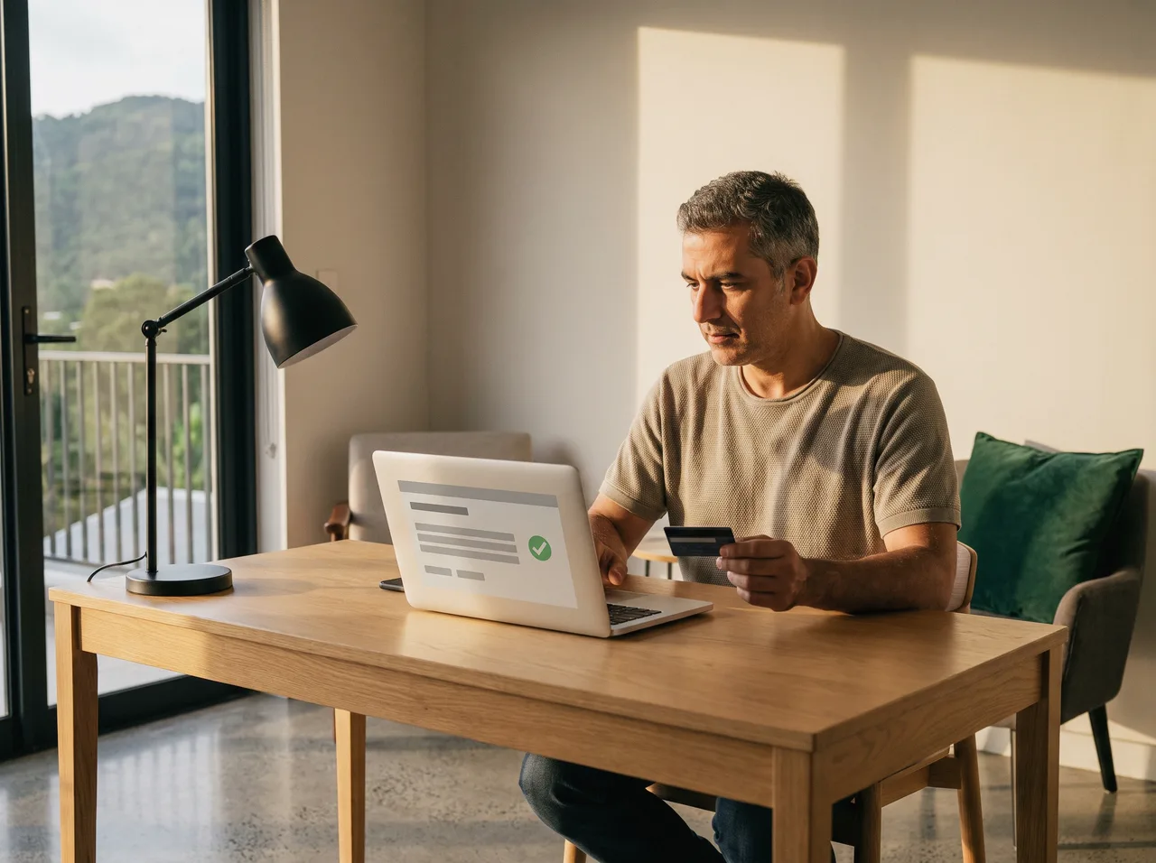 Paying an insurance premium online at home