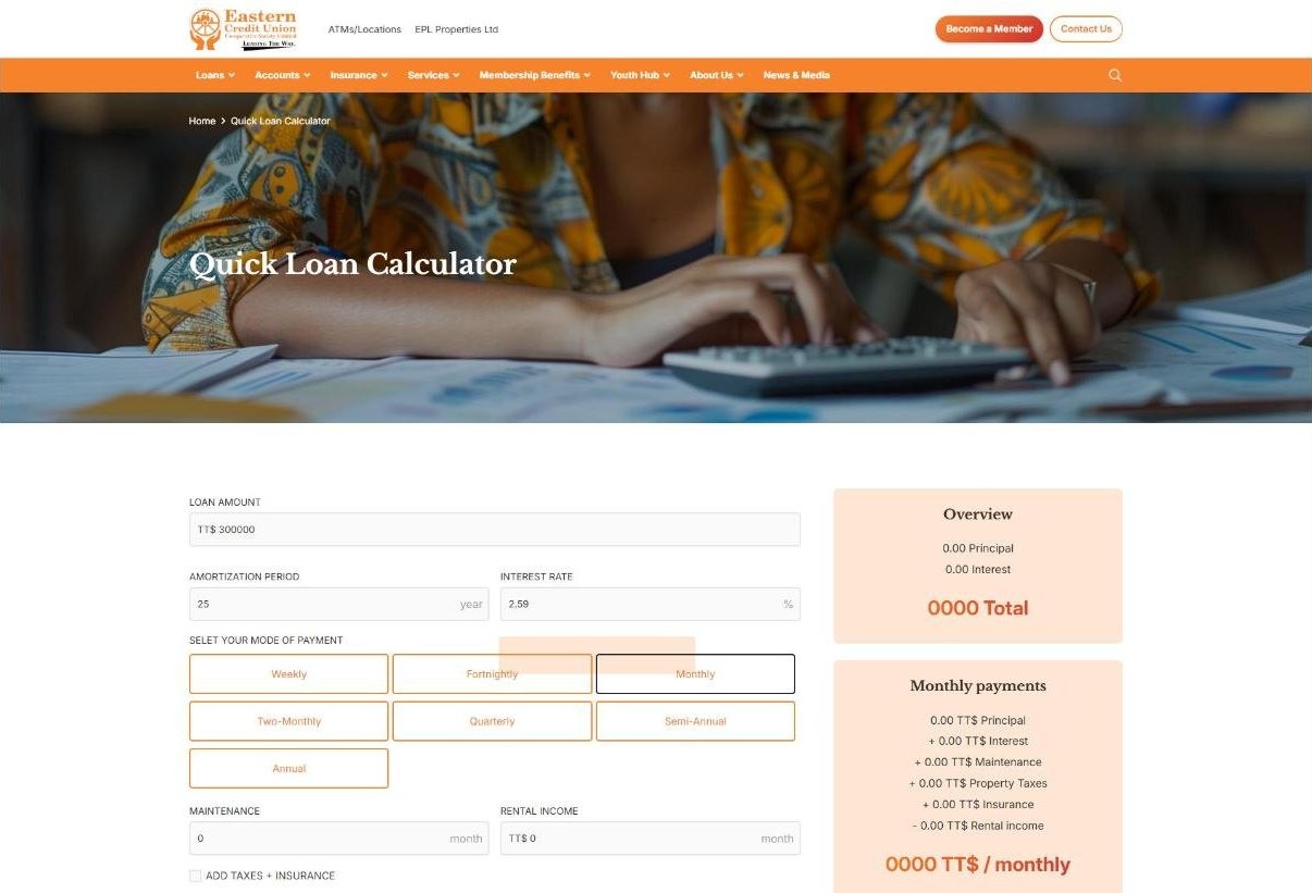 Eastern Credit Union quick loan calculator introduction