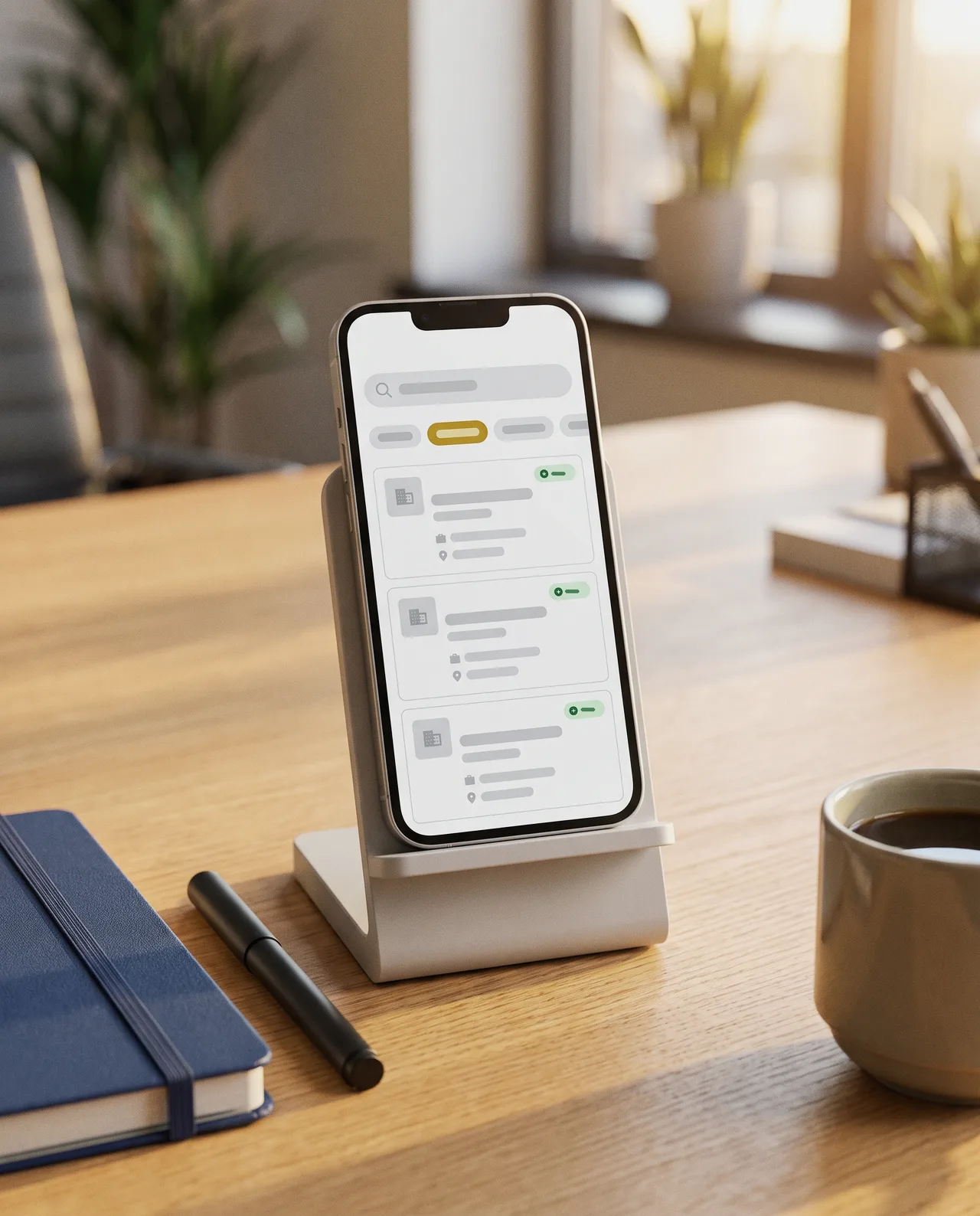 Job board listings on a phone
