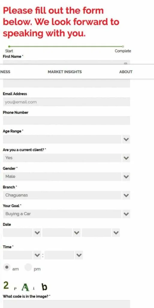 Forms similar to the one above require a lot of information that might be off-putting to a customer at this early stage of the funnel