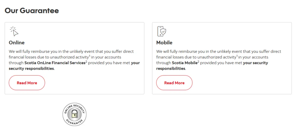 Scotiabank's online security guarantee